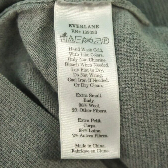 Everlane Size XS Gray Grey Turtleneck Long Sleeve Wool Knit Pullover Sweater - Picture 4 of 5